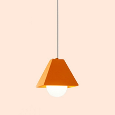 1-Light Hanging Pendant Lamp Macaron Metal Light Pyramid Shape for Dining Room Kitchen