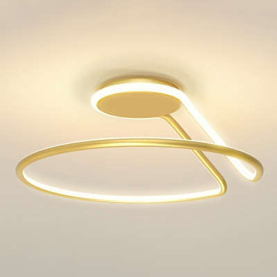 Contemporary Ceiling Light Circle Acrylic Shade with 1 LED Light Metal Ring Ceiling Mount Semi Flush for Tearoom