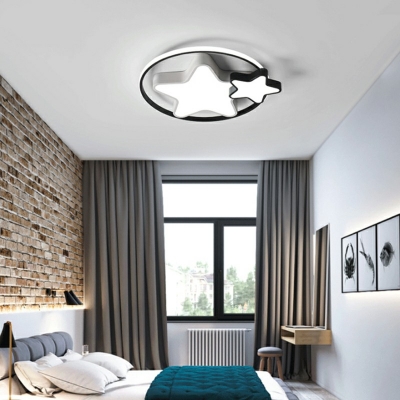 Contemporary Star Ceiling Light Double Pentagram Acrylic Flush-mount Lamp for Children's Room