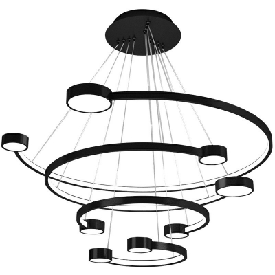Contemporary Style Metal Multi-Layer Chandelier with Acrylic Lampshade Dining Room Lighting