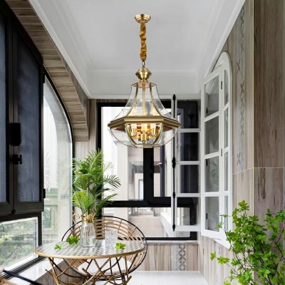 Foyer Chandeliers Three-Light Pendant Cage Lamp Vintage Chandelier With Cage Style Frame,Gold