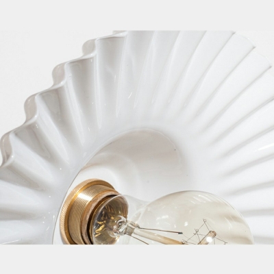Industrial Cone Shade Pendant Light Glass 1 Light Hanging Lamp in Cream