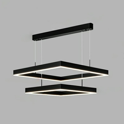 Layered Square Living Room Chandelier Light White Light Acrylic Simplicity LED in Black
