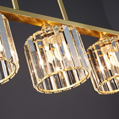 Light Luxury Crystal Island Light Copper Pendant Lamp for Dining Room Restaurant