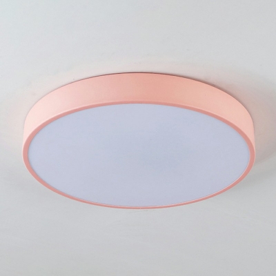 Macaron Round Flush Ceiling Lamp Metal Shade LED Flush Mount Lighting for Bedroom