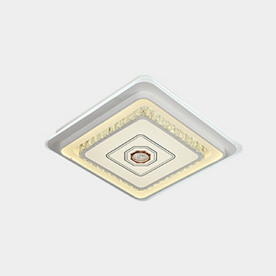 Minimalist Geometric Shaped Flush Mount Light Acrylic White LED Ceiling Lamp with Crystal