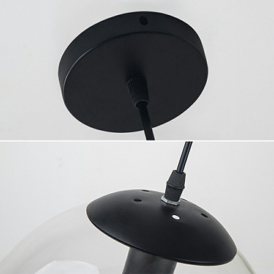 Minimalistic Globe Pendulum Light with Glass Shade Single-Bulb Dining Room Suspension Pendant