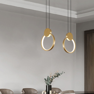 Nordic Modern Minimalism LED Pendant Light Metal Circle Hanging Light for Shopwindow Bedroom