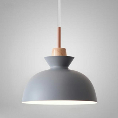 Nordic Style Wooden Pendant Light 1 Light Metal Shade Hanging Lighting for Kitchen Island