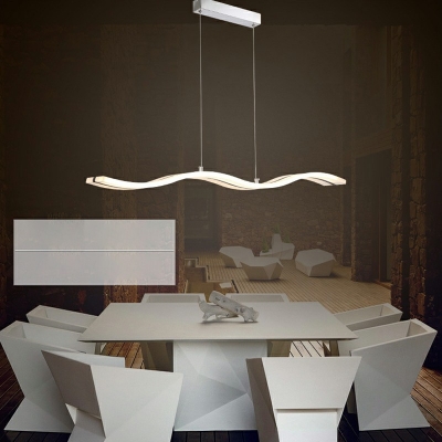 Rectangle LED Wave Shaped Island Lighting for Kitchen Dining Room Restaurant Study Room