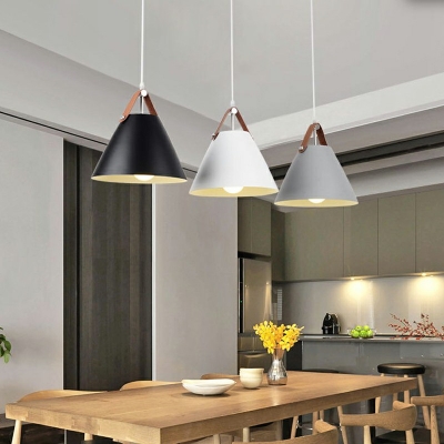 Round Table LED Pendant 1 Bulb Postmodern Bedroom Hanging Lamp with Iron Shade