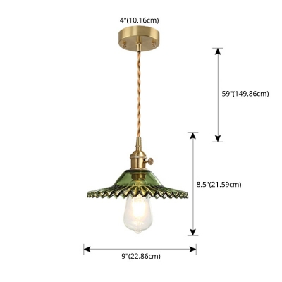 Ruffled Pendant Lighting Postmodern Glass 1 Head Suspension Lamp for Bedside
