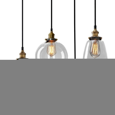 Single-Bulb Clear Glass Hanging Lamp with Hanging Cord Restaurant Bar Pendant Light