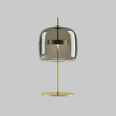 Single-Bulb Glass Drum Table Lamp Minimalist Style Table Lighting for Bedroom