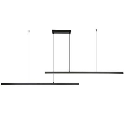 Ultra-Contemporary Metal Linear Island Light Living Room LED Island Fixture in Remote Control Stepless Dimming Light