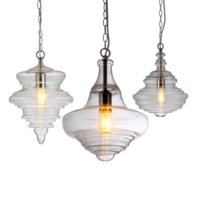 1 Light Spool Pendant Lamp Modern Fashion Clear Glass Art Deco Suspended Lamp for Porch