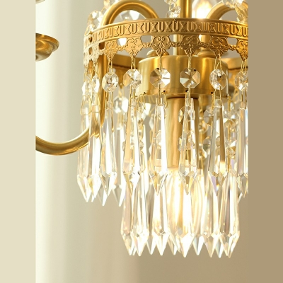 3-Light Traditional Chandelier Lights Clear Crystal Orbs And Rods Chandelier in Gold