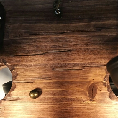 6-Light Chandelier Iron and Wood Industrial Hanging Light Fixtures in Black