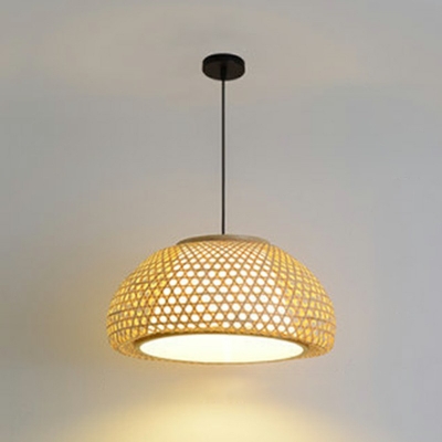 Asian Style Pendant Suspension Lighting 1 Head Tea Room Pendant Ceiling Light in Wood