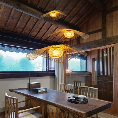 Asian Style Single Light Handmade Bamboo Pendant Light Hanging Light for Tea Room