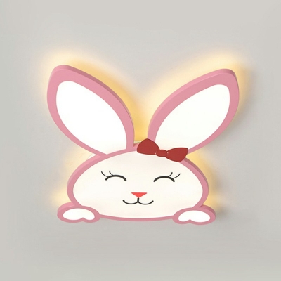 Cartoon Rabbit Iron Surface Ceiling Lamp Acrylic LED Flush Mount Recessed Lighting for Baby Room