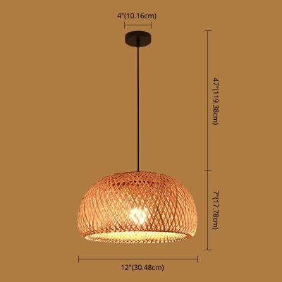 Chinese Style Bamboo Pendant Lamp 1 Head Wood Ceiling Suspension Lamp for Dining Room