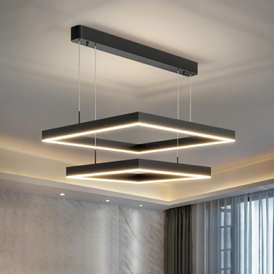Contemporary Style Ceiling Lighting Black Hollow Square Acrylic Bedroom LED Ceiling Mounted Fixture