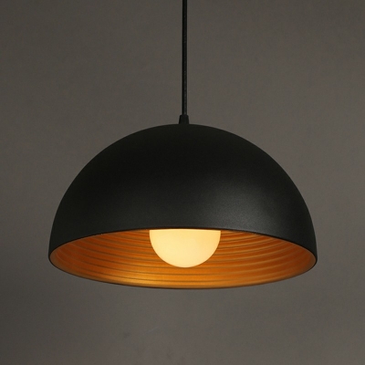Dome Shape Restaurant Drop Pendant Loft Style Metal 1 Head Black Hanging Ceiling Light
