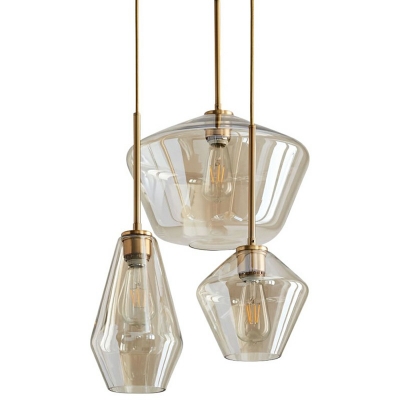 Geometric Pendant Light Designers Style Glass Single Head Drop Light for Corridor Kitchen