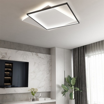 Geometric Shape Metal Ceiling Lighting Modern Minimalist Style Overlapping LED Living Room Flush Lamp
