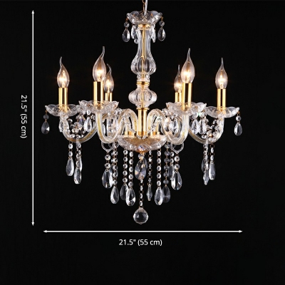 Gold Crystal Chandelier Crystal Drip for Living Room Chandelier in 6 Heads