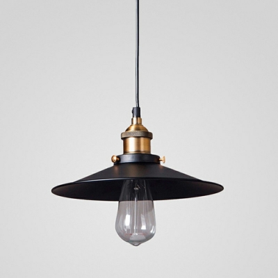 Industrial Retro Cone Shade Pendant Light Metal 1 Light Hanging Lamp in Black and White