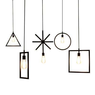 Industrial Style Geometric Metal Pendant Ceiling Light Restaurant Hanging Pendant Light