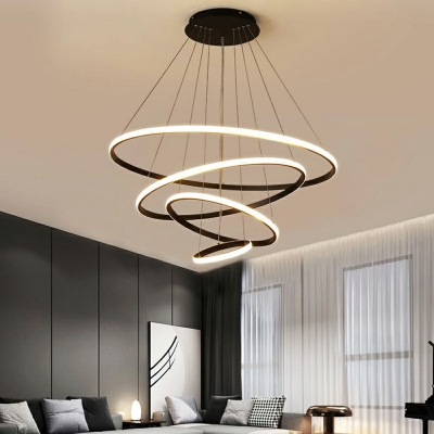 LED Cylinder Pendant Light in Metal Shade Circular Chandelier Lighting Multi Tiered for Entryway