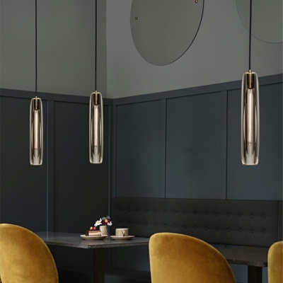 Minimalism Style LED Hanging Light Gold Tube Crystal Suspension Lamp for Kitchen Bar