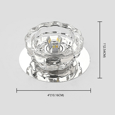 Modernism Lotus Flush Mount Hand-Cut Crystal 4 Inchs Wide LED Hallway Ceiling Lighting in Stainless-Steel