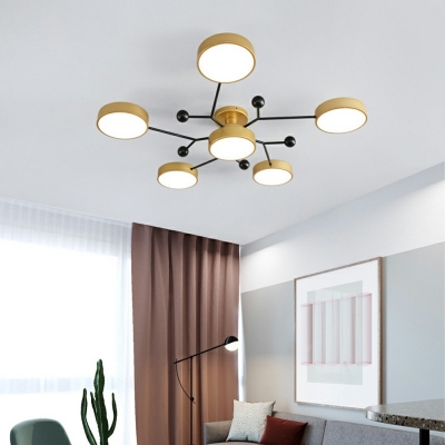 Nordic Style Acrylic Ceiling Mount Light Macaron Metal Semi Mount Light for Sitting Room