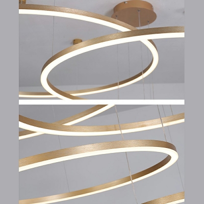 Post Modern LED Light Acrylic Shade 59 Inchs Height Loop Shaped Hanging Lamp for Sitting Room