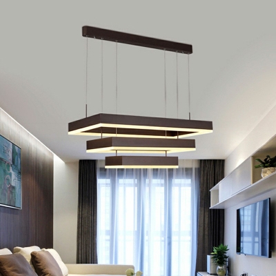 Simplicity Metal Square LED Pendant Ceiling Lamp Coffee Chandelier Lighting for Living Room
