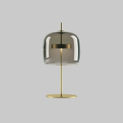 Single-Bulb Glass Drum Table Lamp Minimalist Style Table Lighting for Bedroom