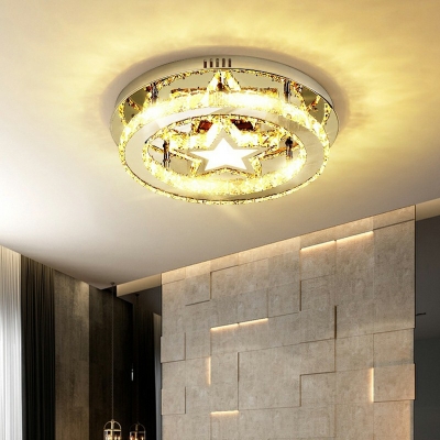 Star Decorative Semi Flush Light Modern Clear Crystal LED Semi Flush Mount in Stainless-Steel