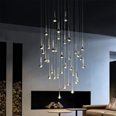 Teardrop Dining Room Hanging Ceiling Light Modern 3 Inchs Wide Acrylic Shade Pendant Lamp in Natural Light