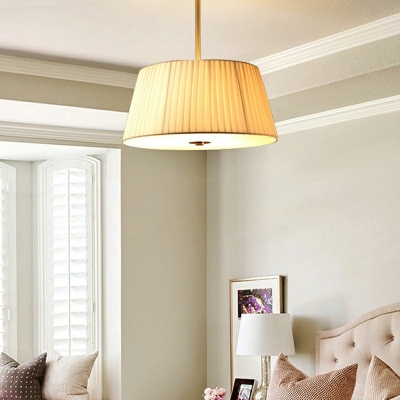 White Trapezoid Ceiling Light American Rustic Fabric Semi Flush Mount Light for Living Room