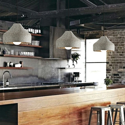 1 Head Cement Shade Hanging Ceiling Light Vintage Coffee Shop Pendant Lamp
