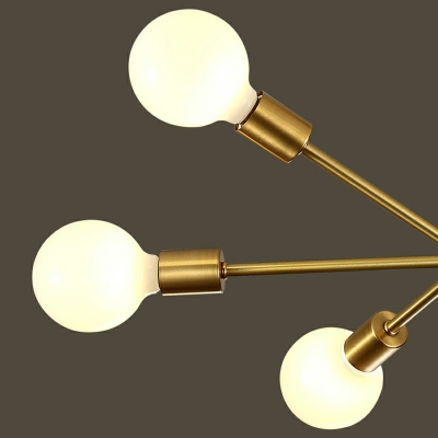 4 Lights Twirled Sockets Chandelier Industrial Style Metal Chandelier Lamp in Gold