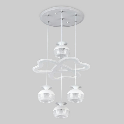 5-Lights White Wine-Glass Minimalist Acrylic Dinner Hanging Lamp in White