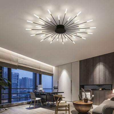 Acrylic Starburst Semi Mount Lighting Modern Natural Light LED Close to Ceiling Light for Living Room
