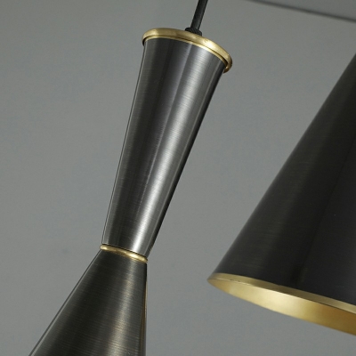 Adjustable Pendulum Light Modern Conical Pendant Light Metal Suspension Light in Black/Brass for Kitchen