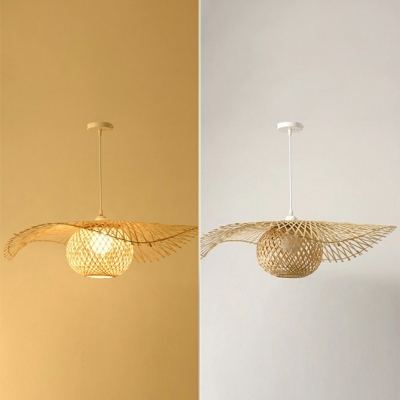Asian Style Pendant Suspension Lighting Wooden Bamboo 1 Head Tea Room Pendant Ceiling Light