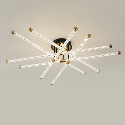 Black-Gold Flush Mount Ceiling Light Modern Acrylic LED Flushmount in White Light for Bedroom